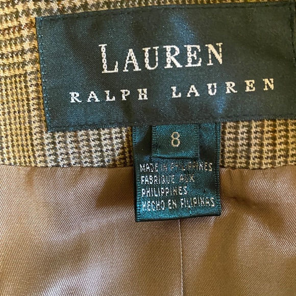 Lauren Ralph Lauren Wool Blazer Women's sz 8 Brown Herringbone Pockets Lined - Picture 6 of 13